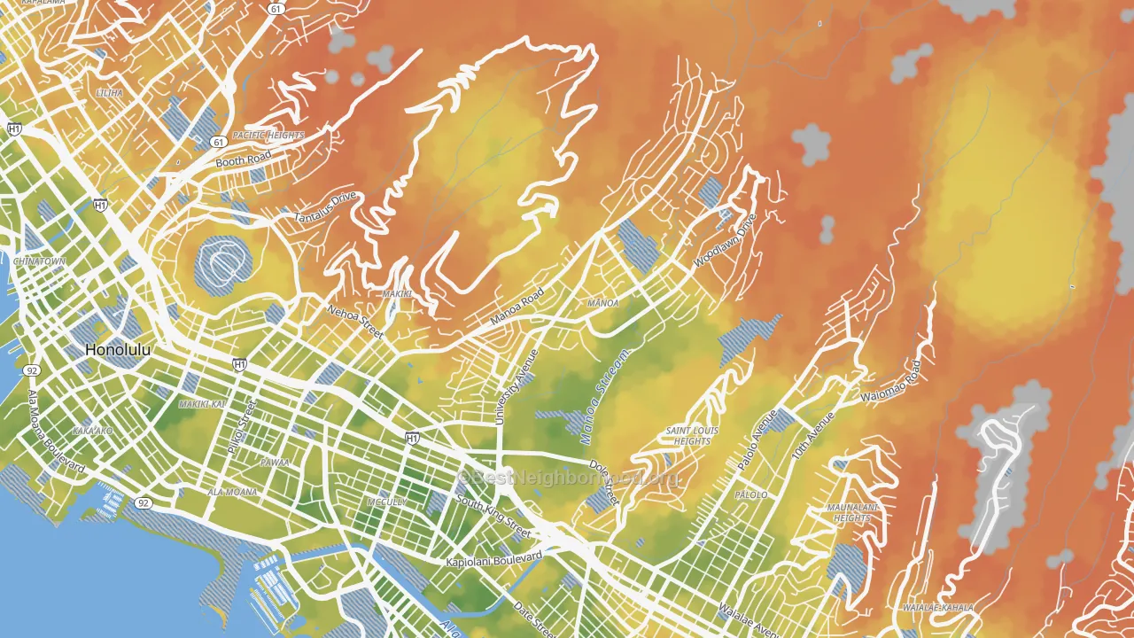 Bike Grade map of Manoa, Honolulu, HI