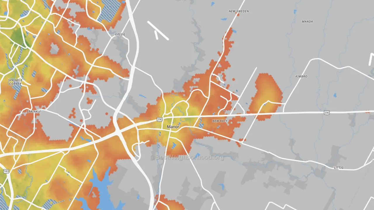 Bike Grade map of Manor, TX