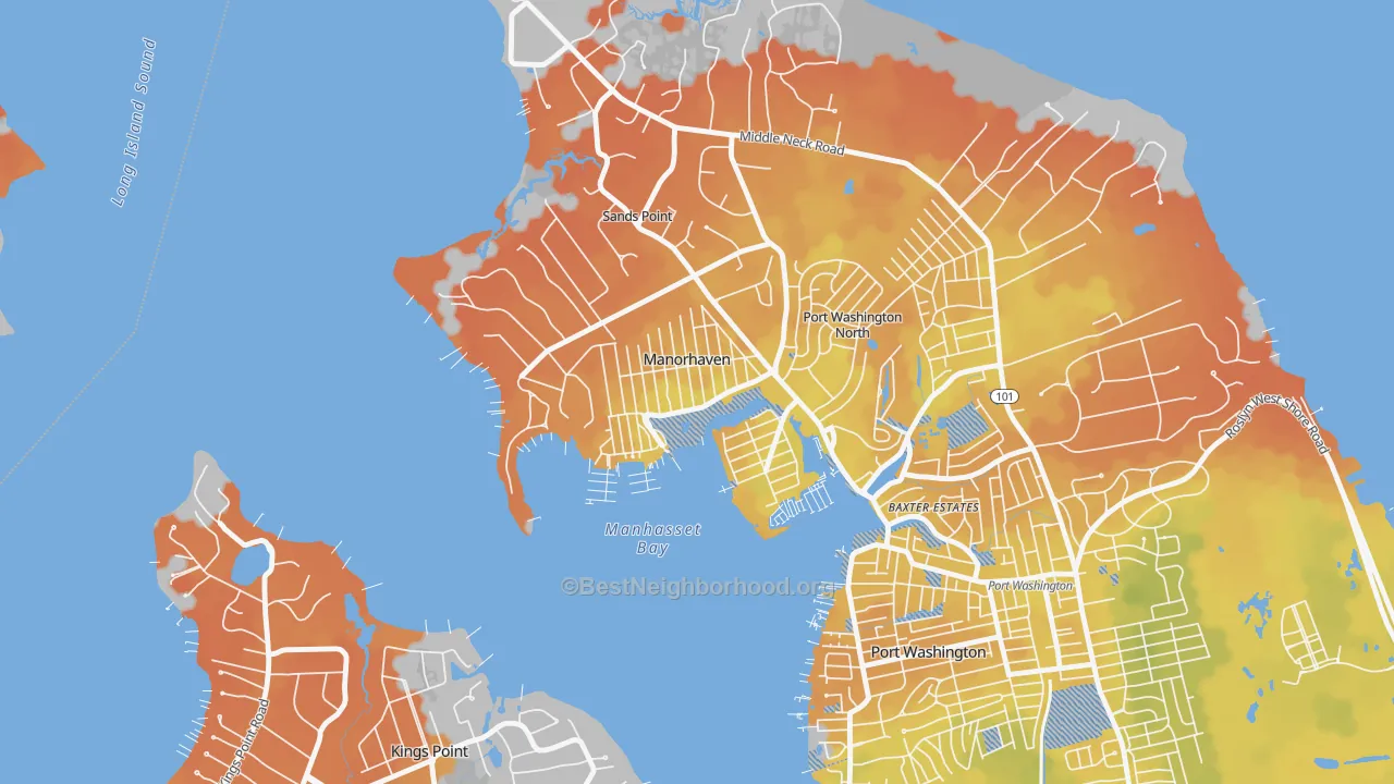 Bike Grade map of Manorhaven, NY