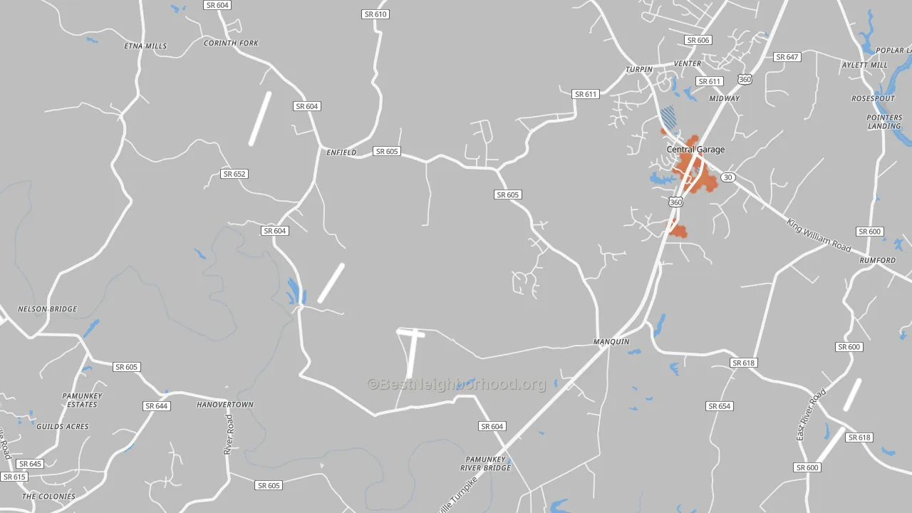 Bike Grade map of Manquin, VA