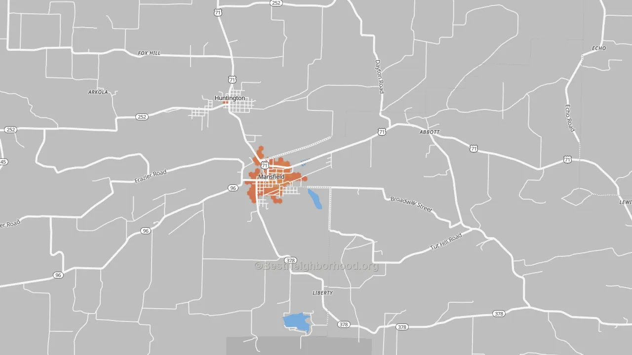 Bike Grade map of Mansfield, AR