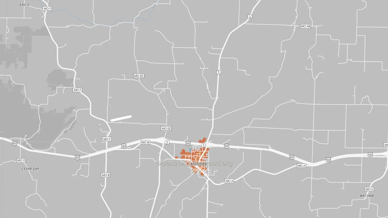 Bike Grade map of Mansfield, MO