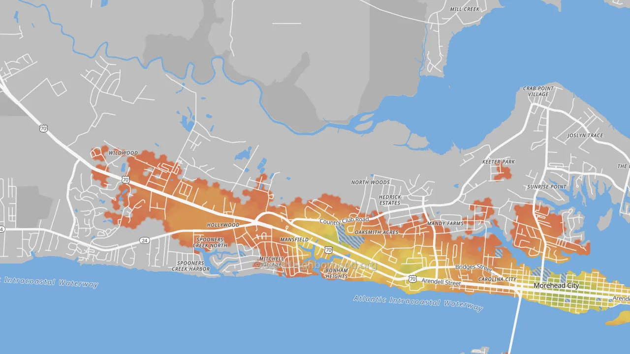 Bike Grade map of Mansfield, NC