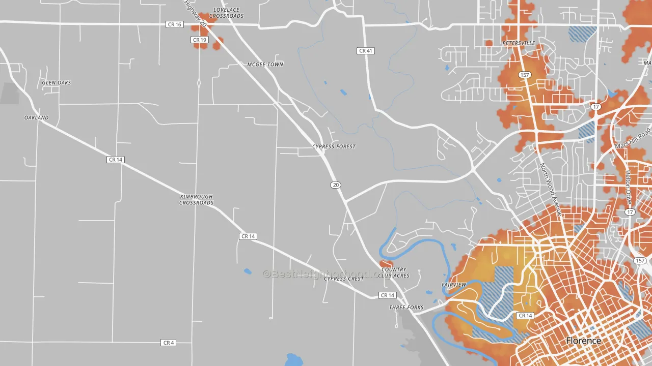 Bike Grade map of Mansion View, AL