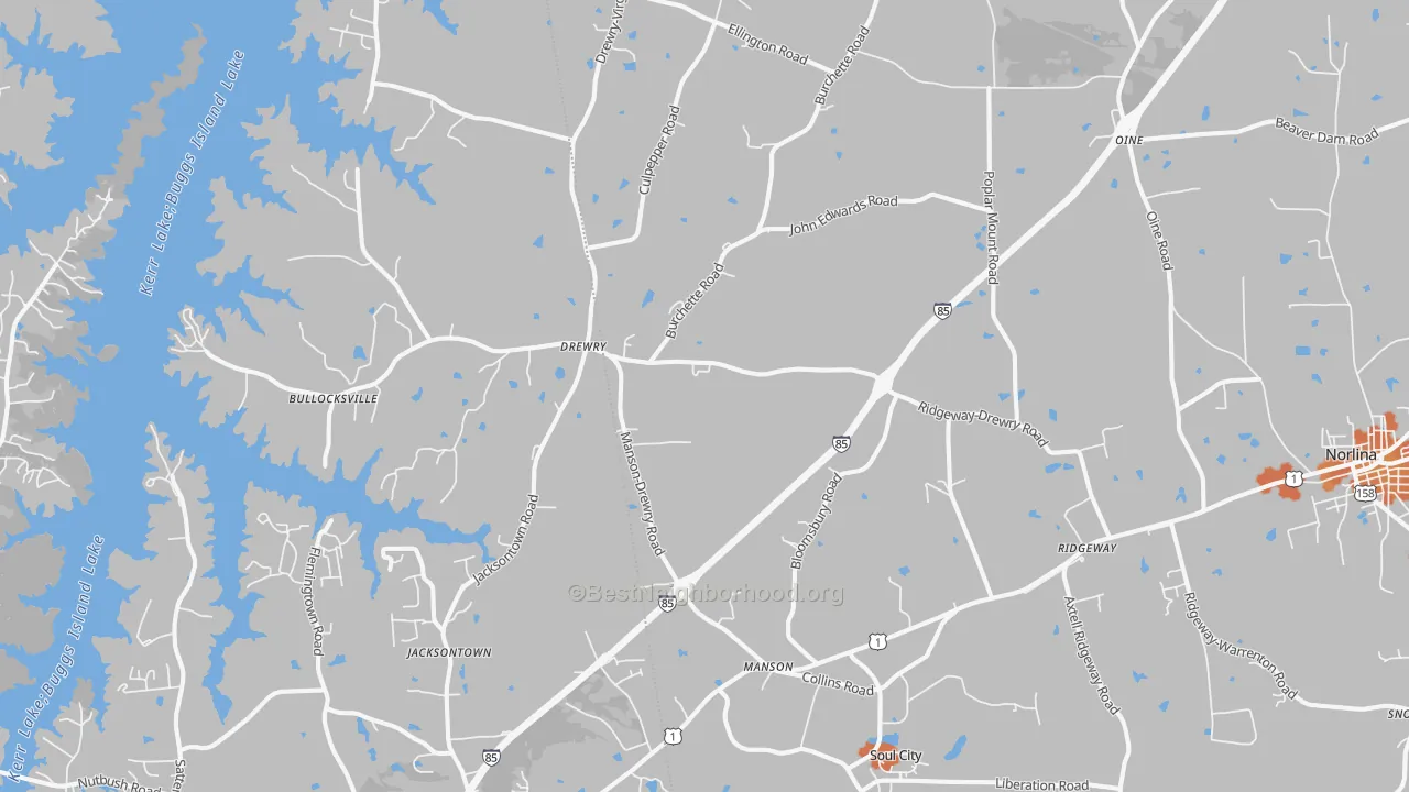 Bike Grade map of Manson, NC