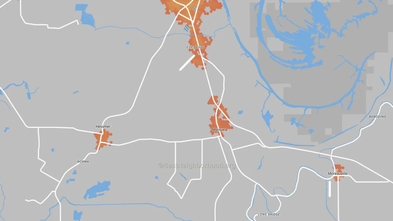Bike Grade map of Mansura, LA