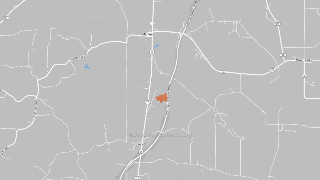 Bike Grade map of Mantee, MS