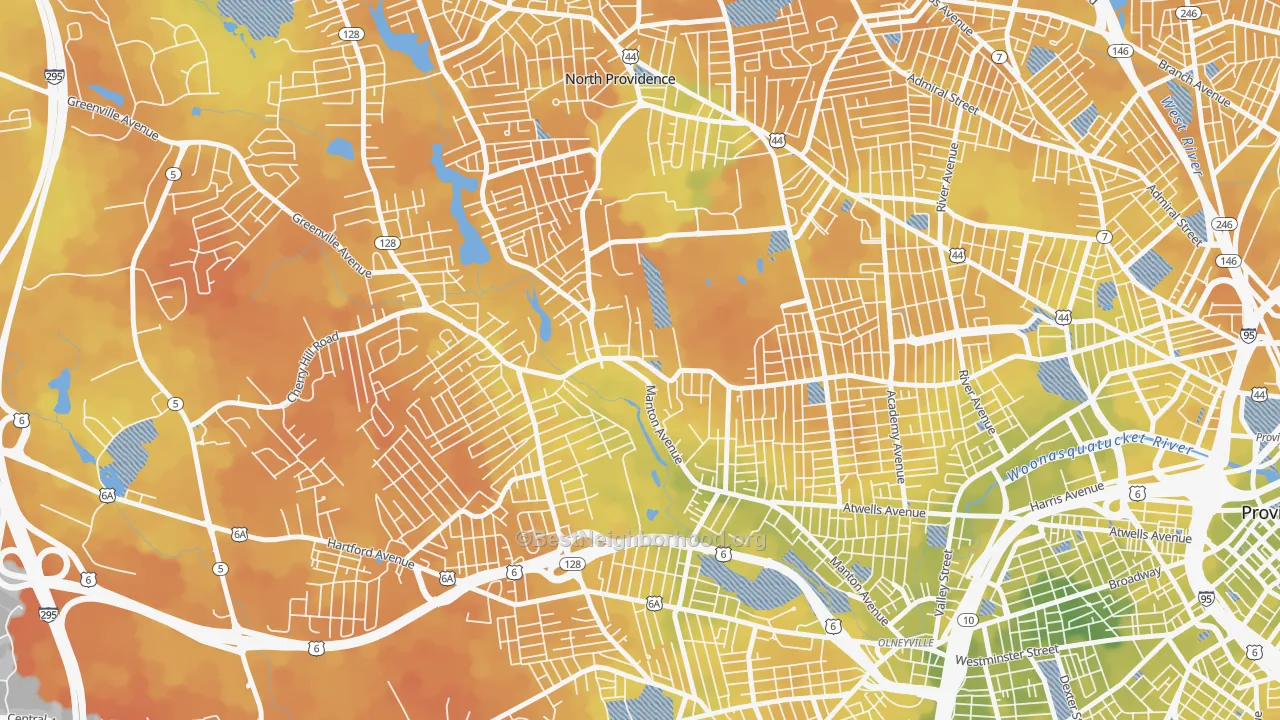 Bike Grade map of Manton, Providence, RI