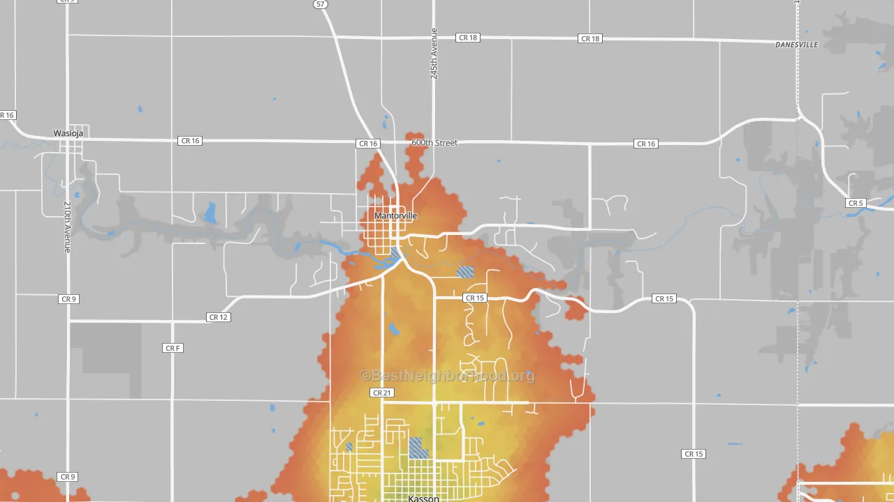 Bike Grade map of Mantorville, MN