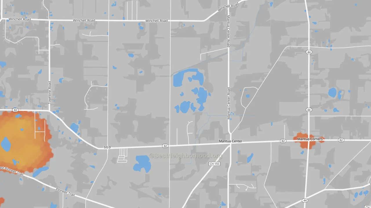 Bike Grade map of Mantua Center, OH