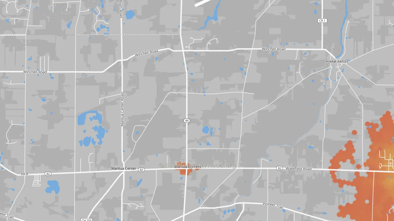 Bike Grade map of Mantua Corners, OH