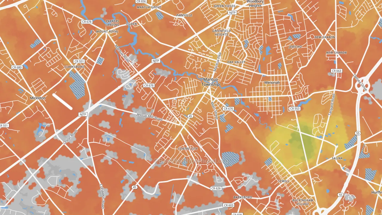 Bike Grade map of Mantua, NJ