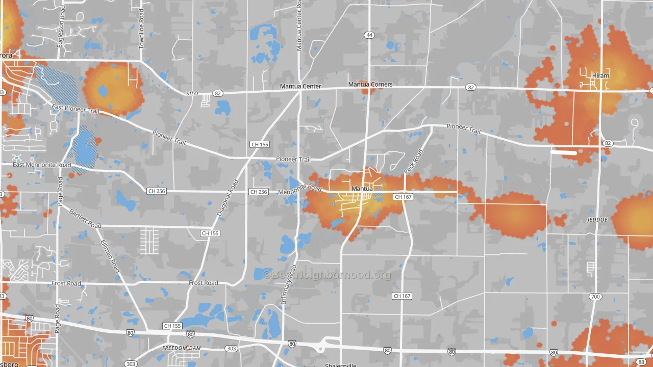 Bike Grade map of Mantua, OH