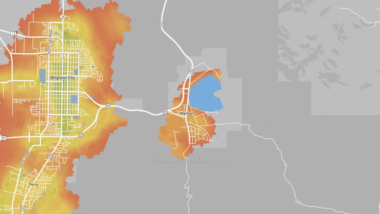 Bike Grade map of Mantua, UT