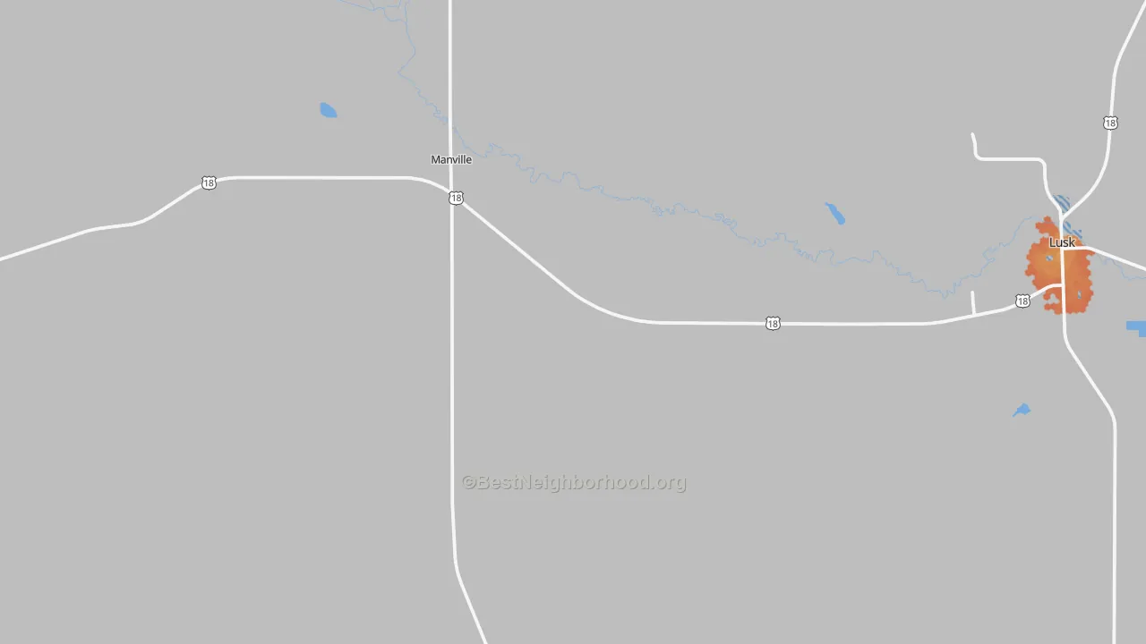 Bike Grade map of Manville, WY