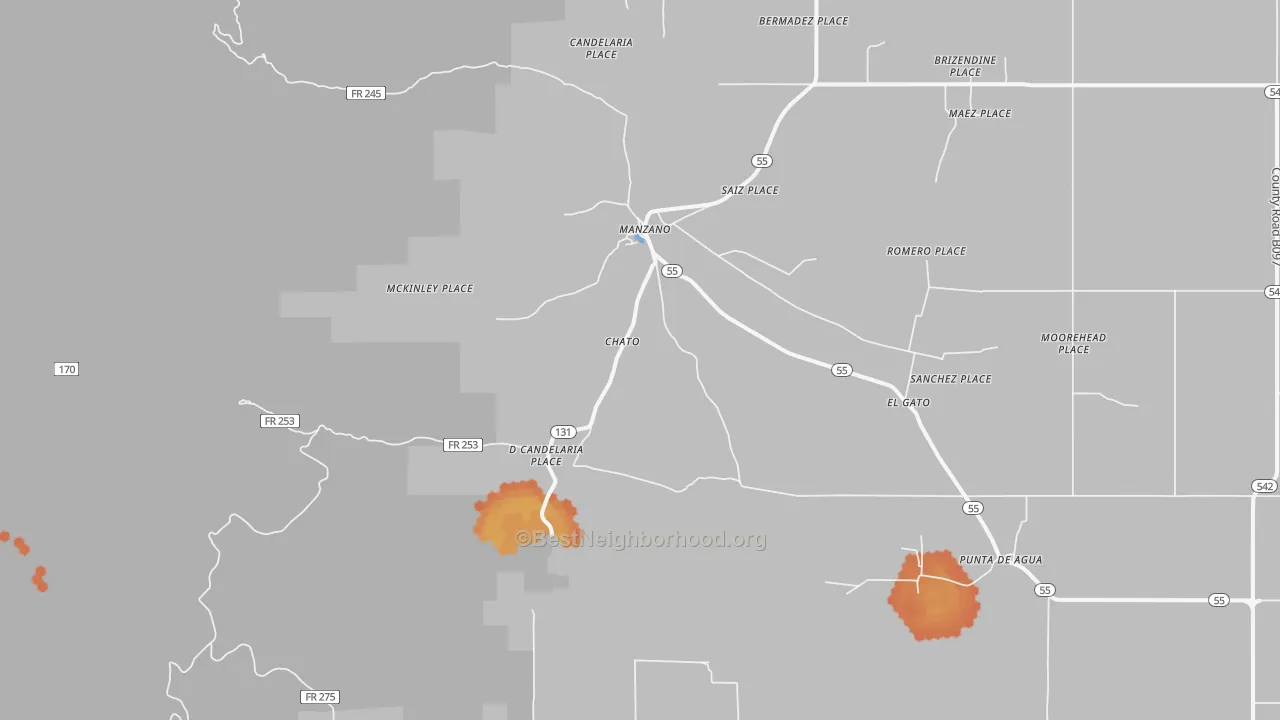 Bike Grade map of Manzano, NM