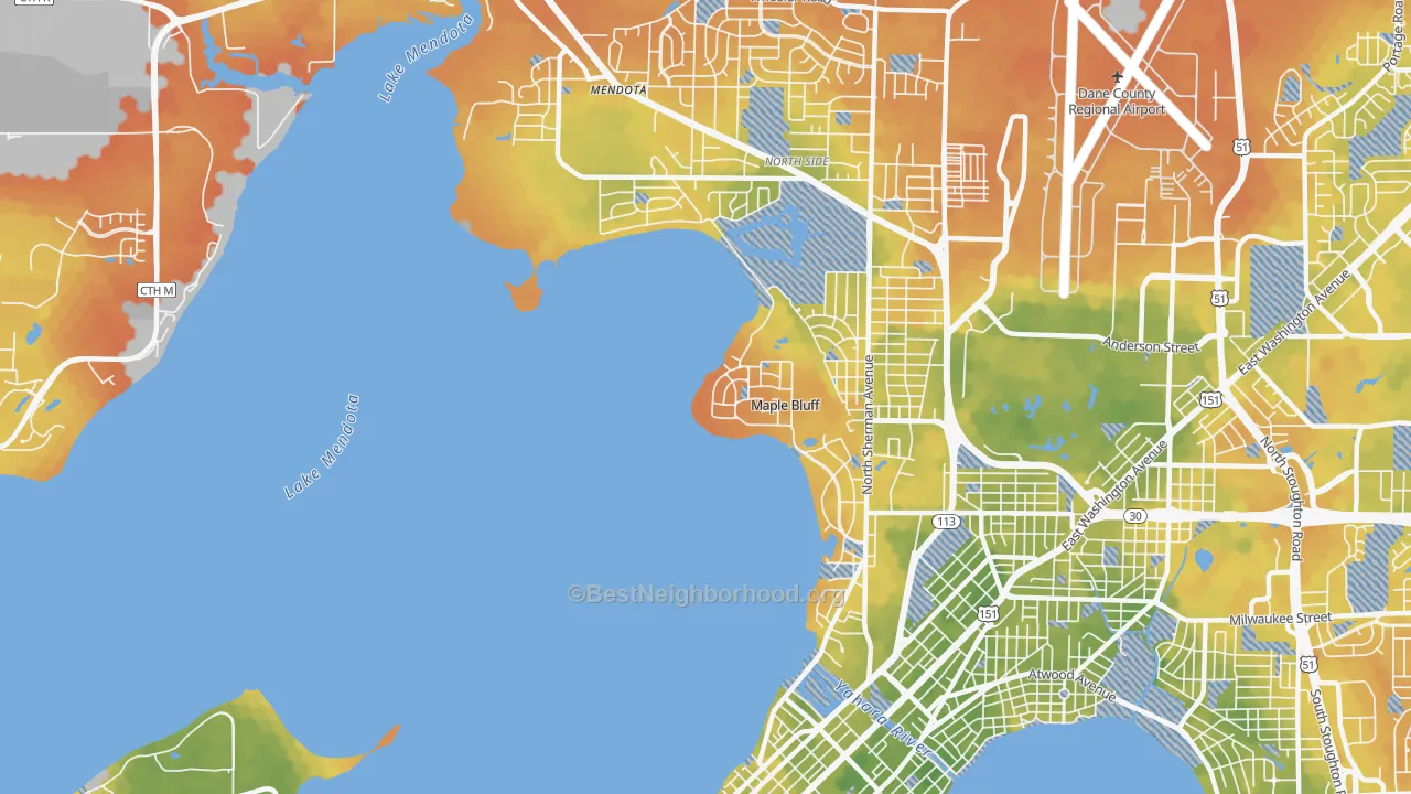 Bike Grade map of Maple Bluff, WI