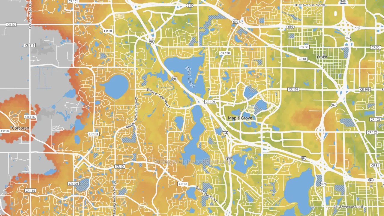 Bike Grade map of Maple Grove, MN