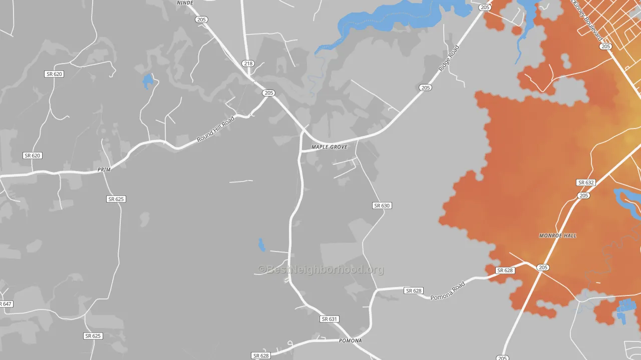 Bike Grade map of Maple Grove, VA