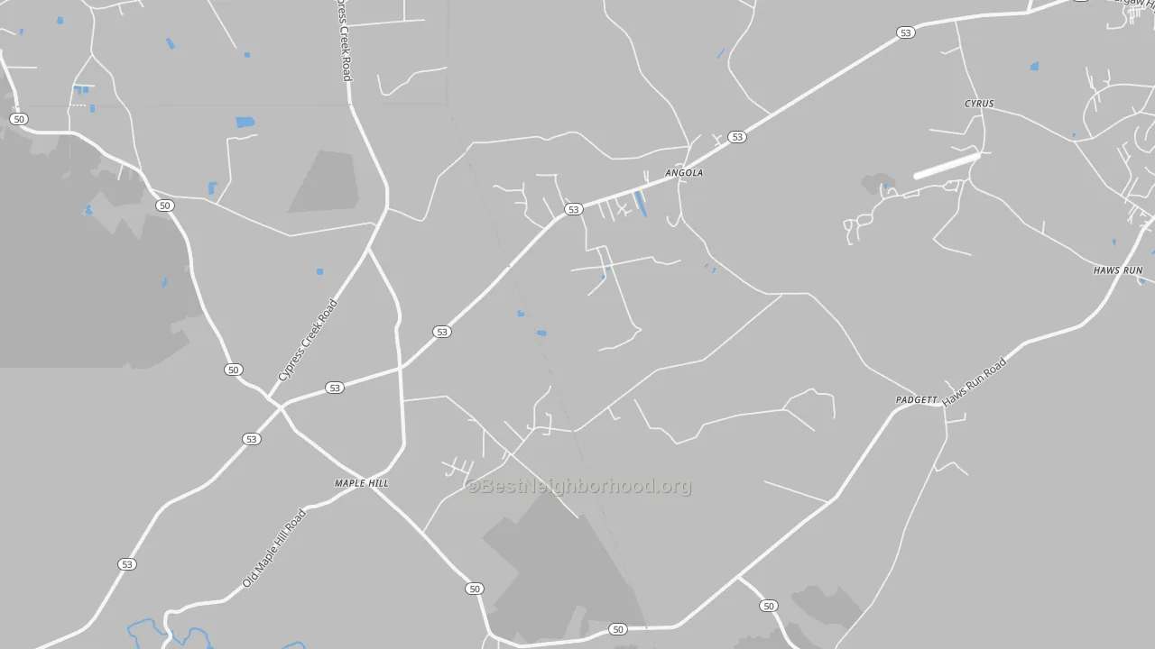 Bike Grade map of Maple Hill, NC