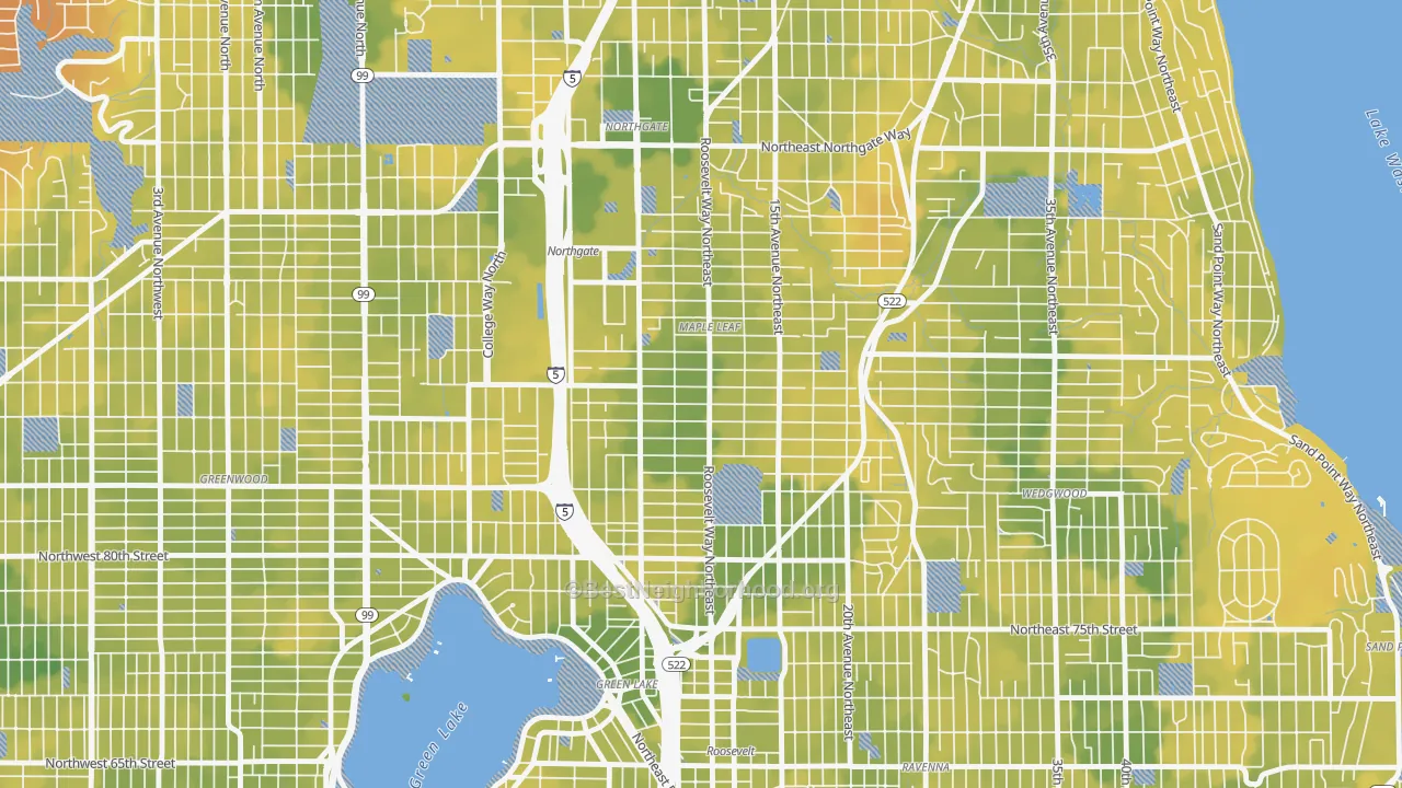 Bike Grade map of Maple Leaf, Seattle, WA