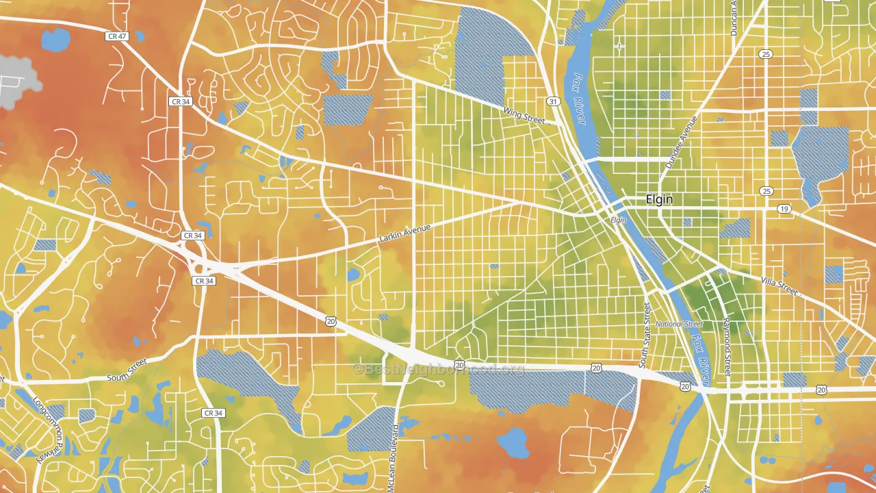 Bike Grade map of Maple Manor, Elgin, IL