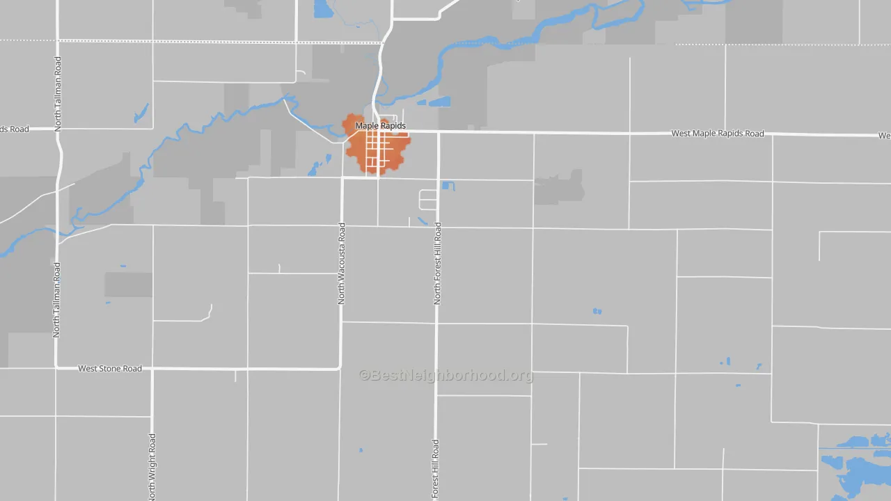 Bike Grade map of Maple Rapids, MI