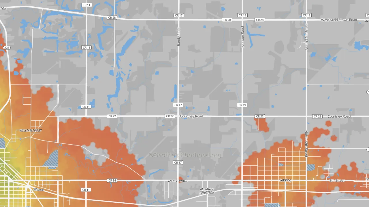 Bike Grade map of Maple Ridge, OH