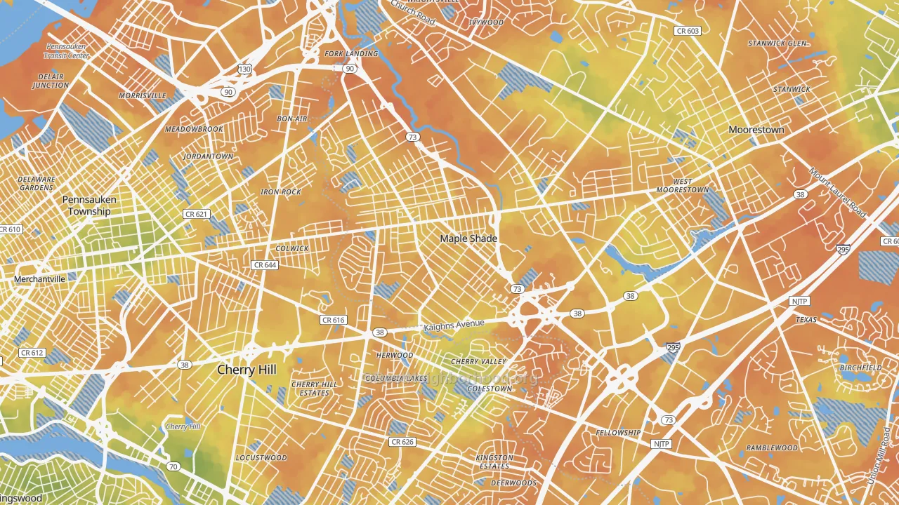 Bike Grade map of Maple Shade, NJ
