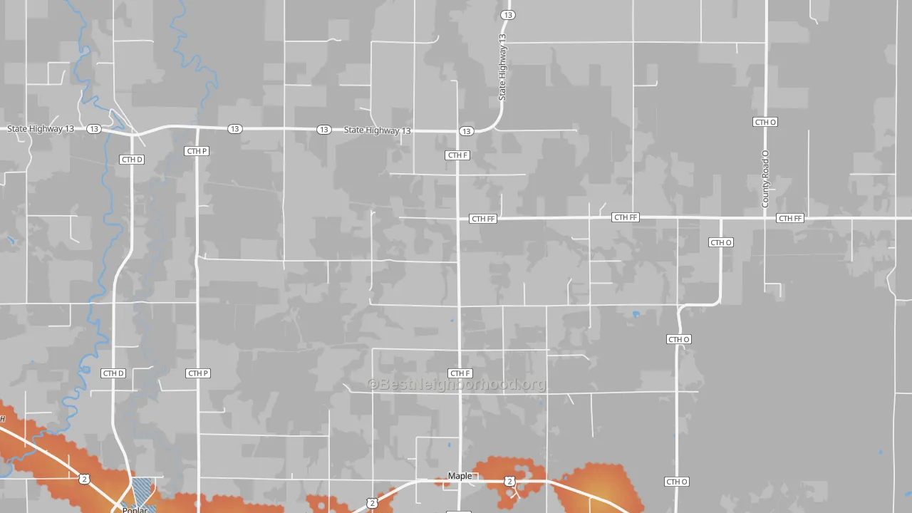Bike Grade map of Maple, WI