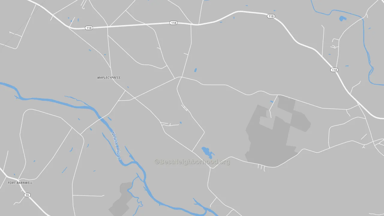 Bike Grade map of Maplecypress, NC
