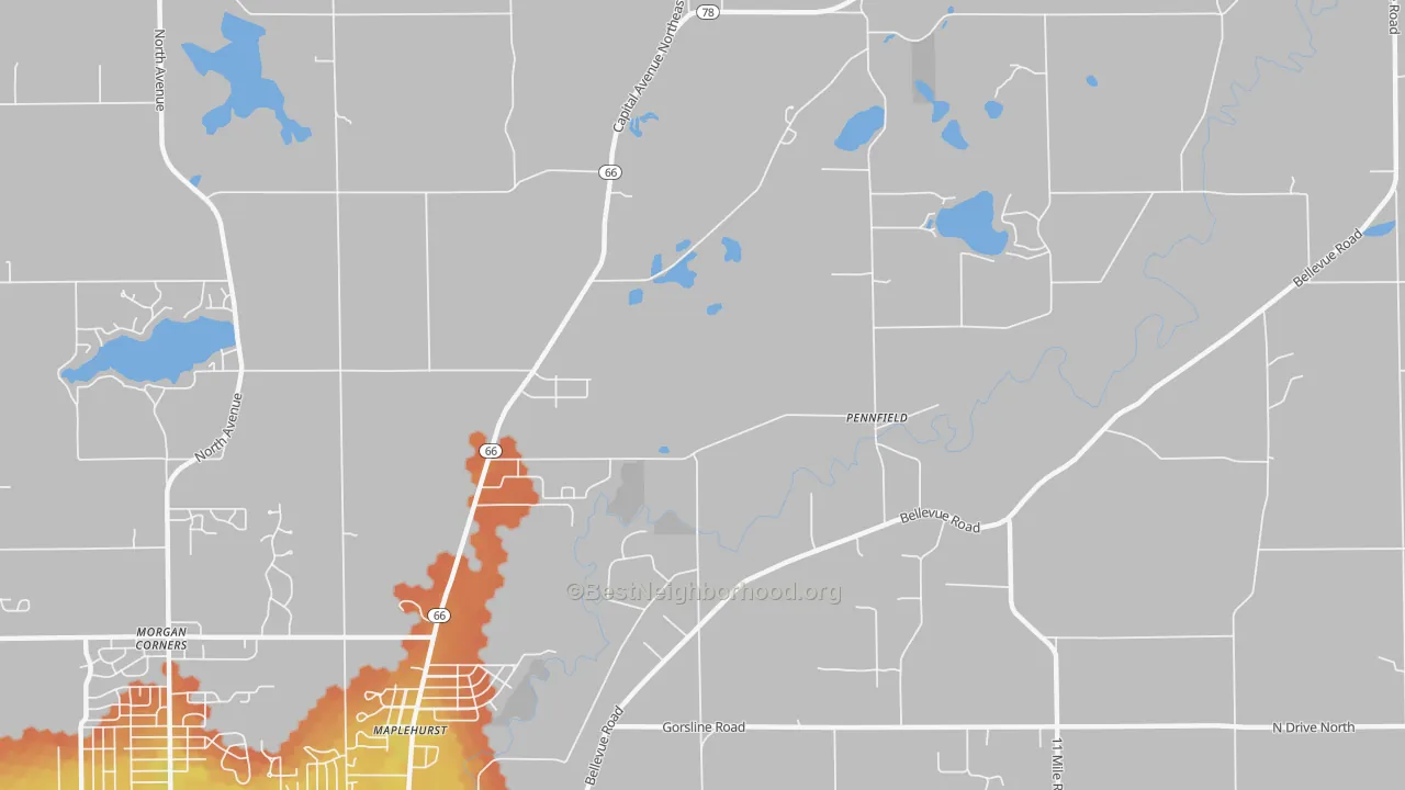 Bike Grade map of Maplehurst, MI