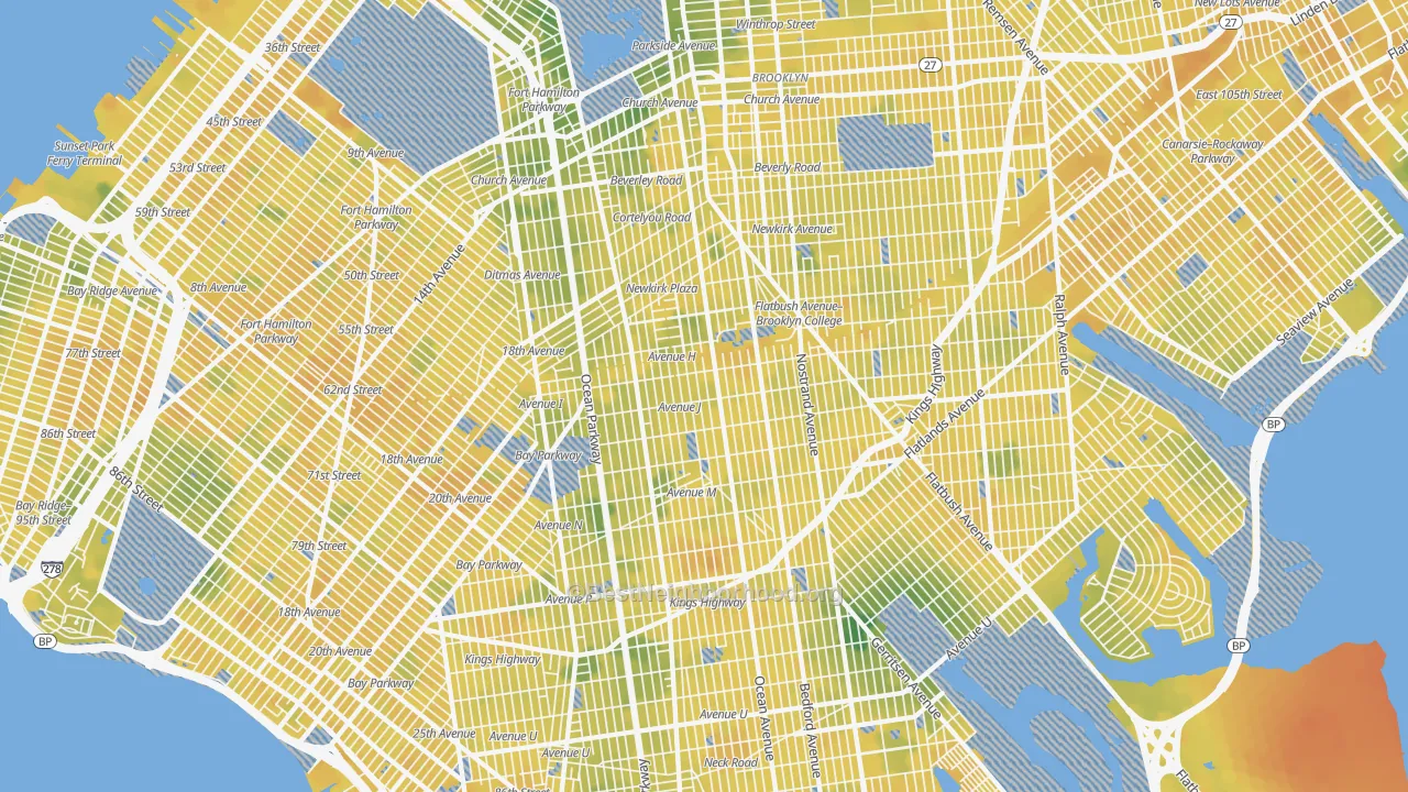 Bike Grade map of Mapleton-Flatlands, Brooklyn, NY