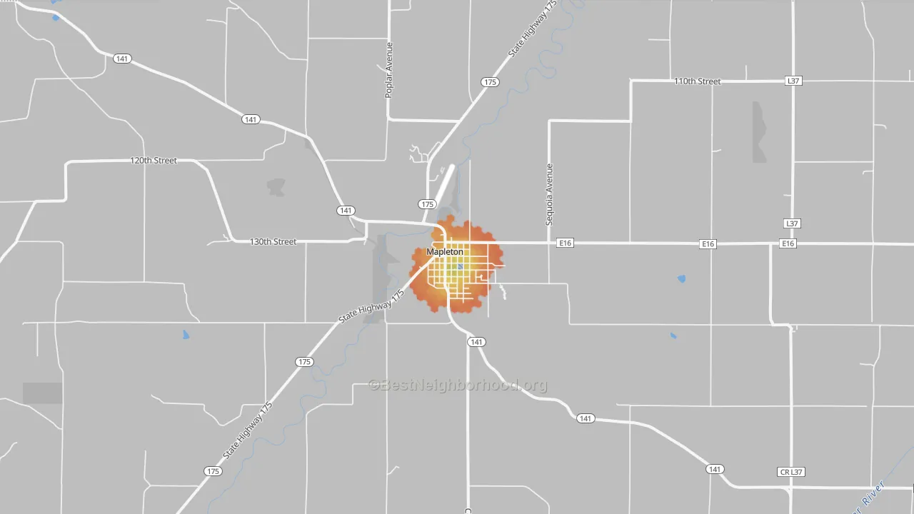 Bike Grade map of Mapleton, IA