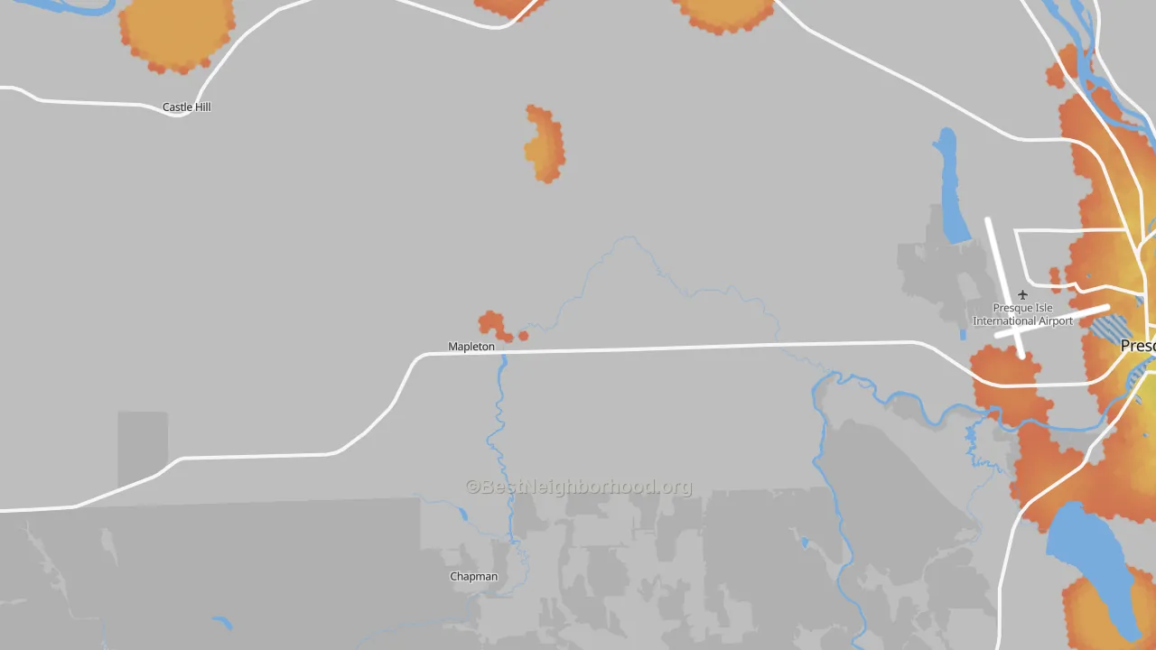 Bike Grade map of Mapleton, ME