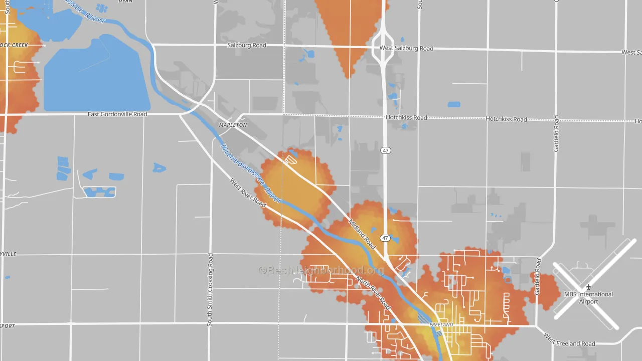 Bike Grade map of Mapleton, MI