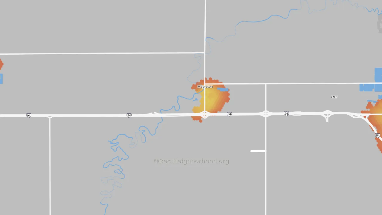 Bike Grade map of Mapleton, ND