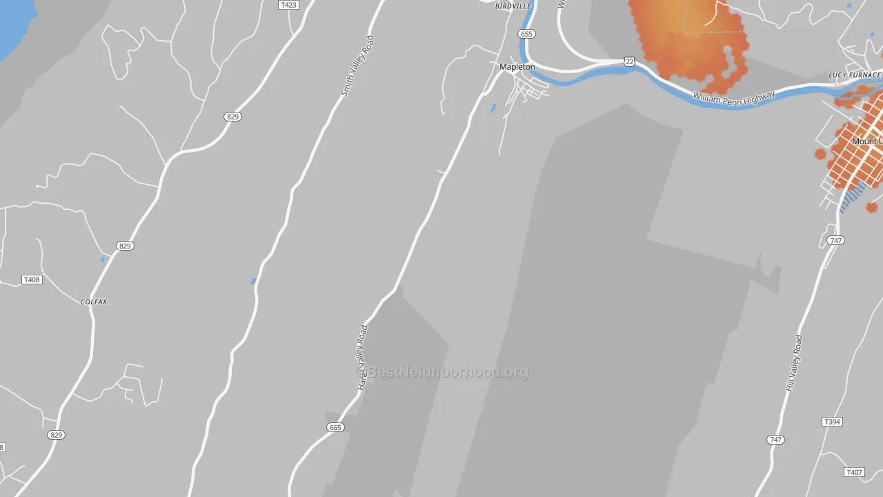 Bike Grade map of Mapleton, PA
