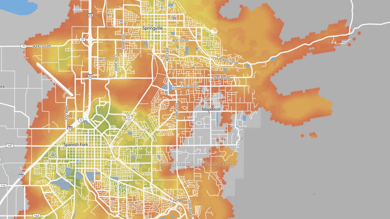 Bike Grade map of Mapleton, UT