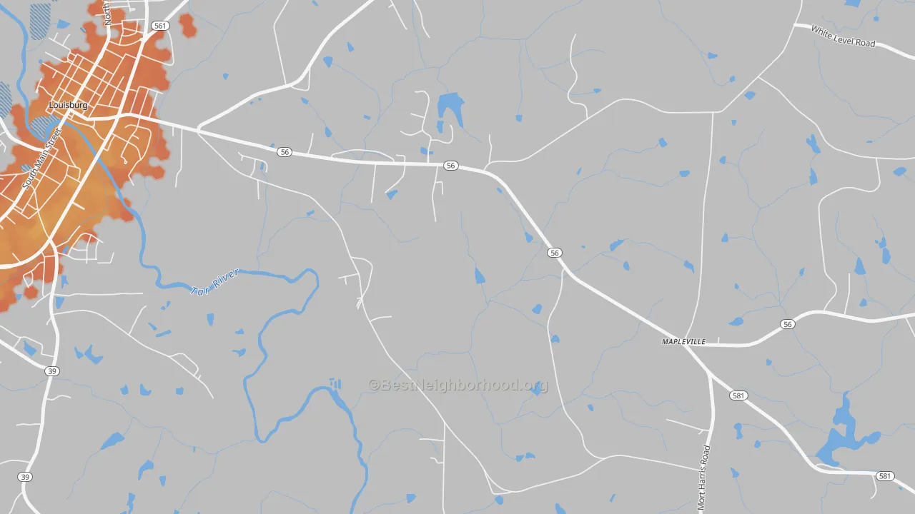 Bike Grade map of Mapleville, NC
