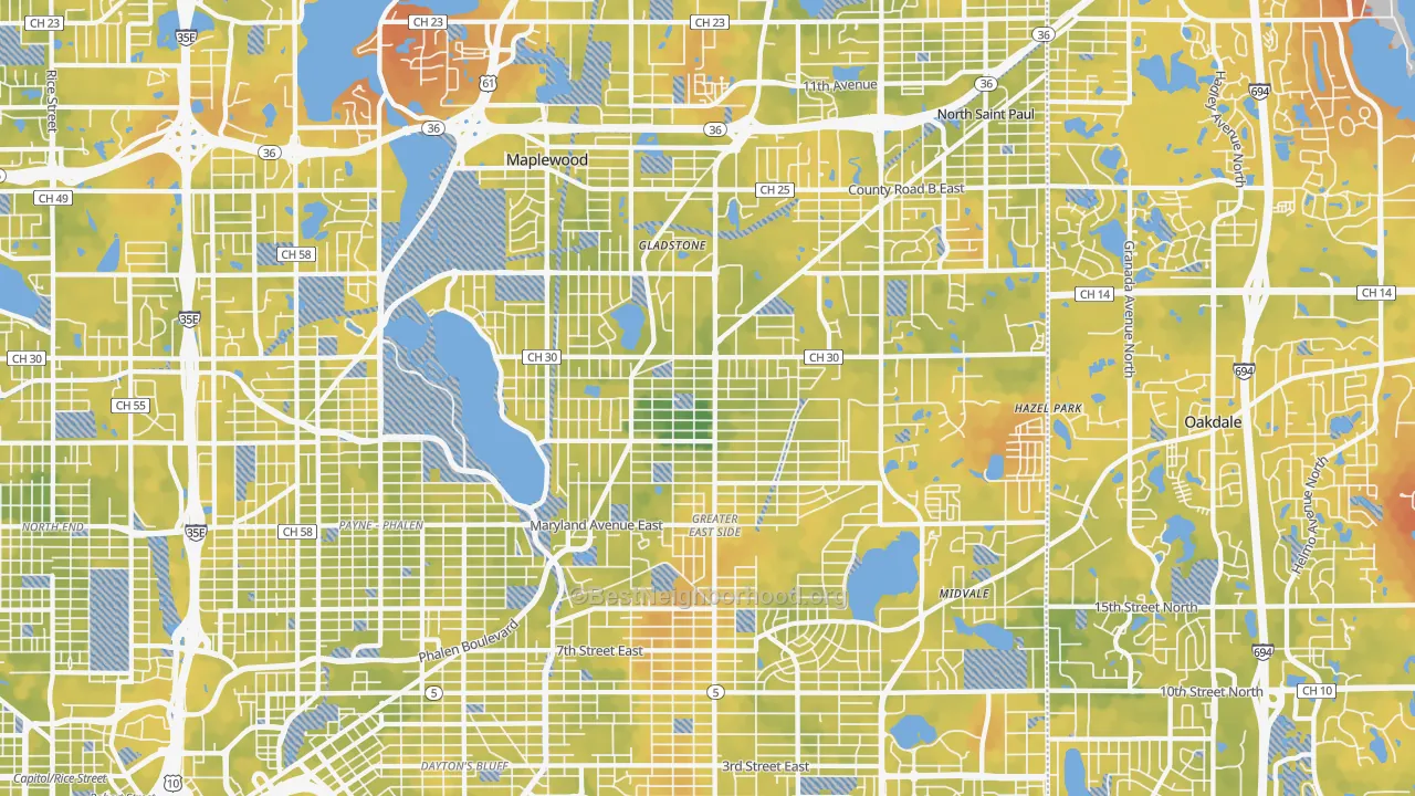 Bike Grade map of Maplewood, MN