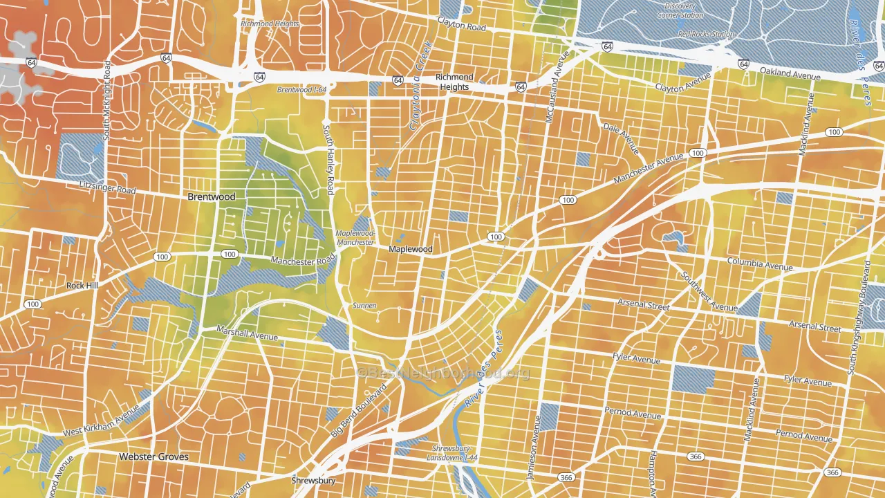 Bike Grade map of Maplewood, MO