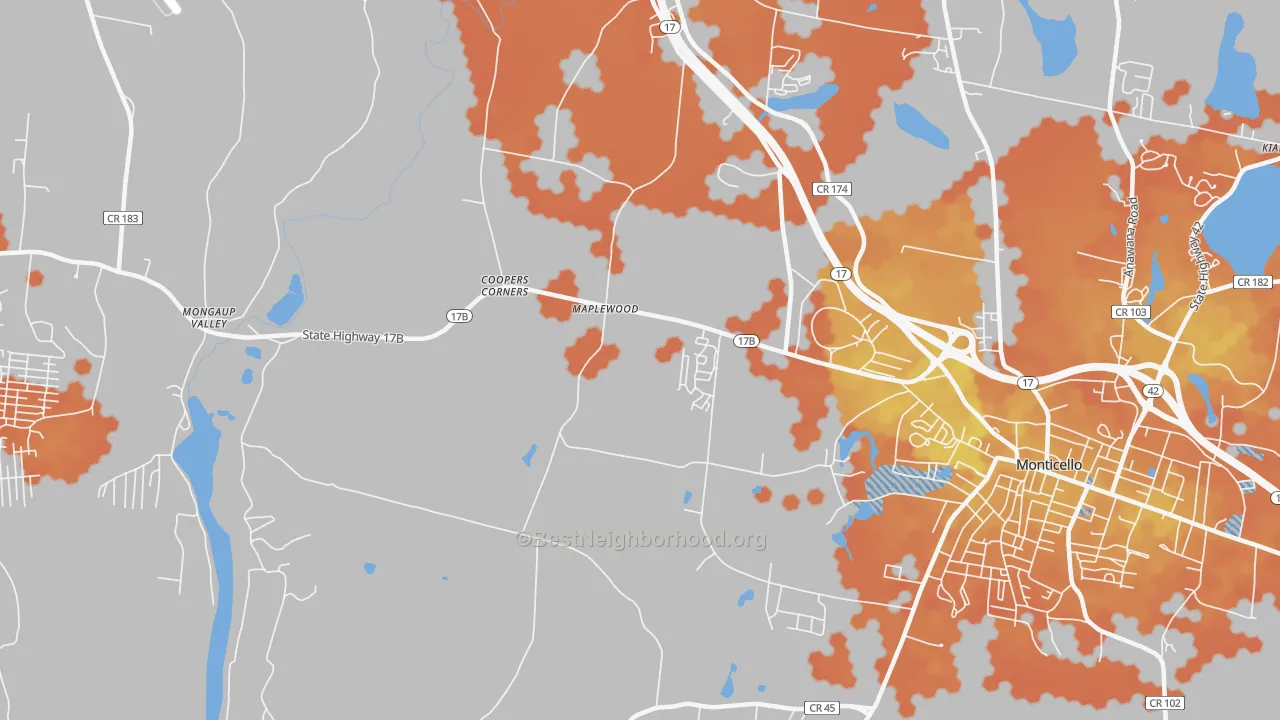 Bike Grade map of Maplewood, NY