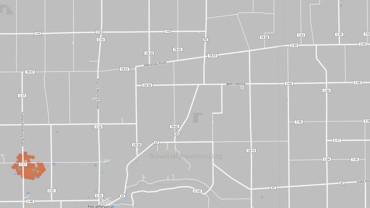 Bike Grade map of Maplewood, OH