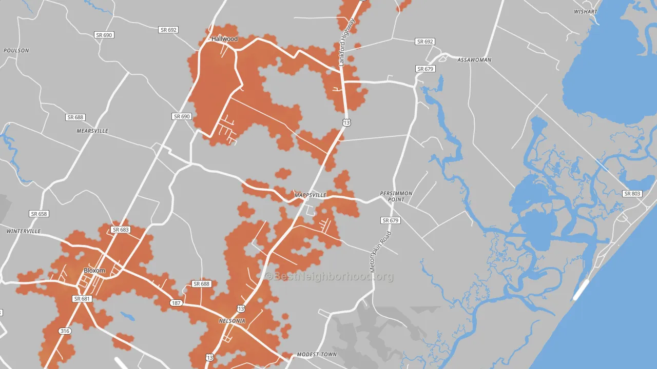 Bike Grade map of Mappsville, VA