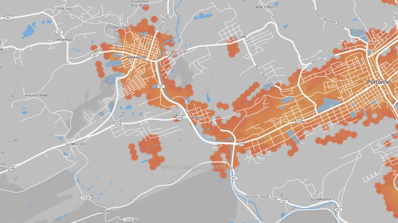 Bike Grade map of Mar Lin, PA