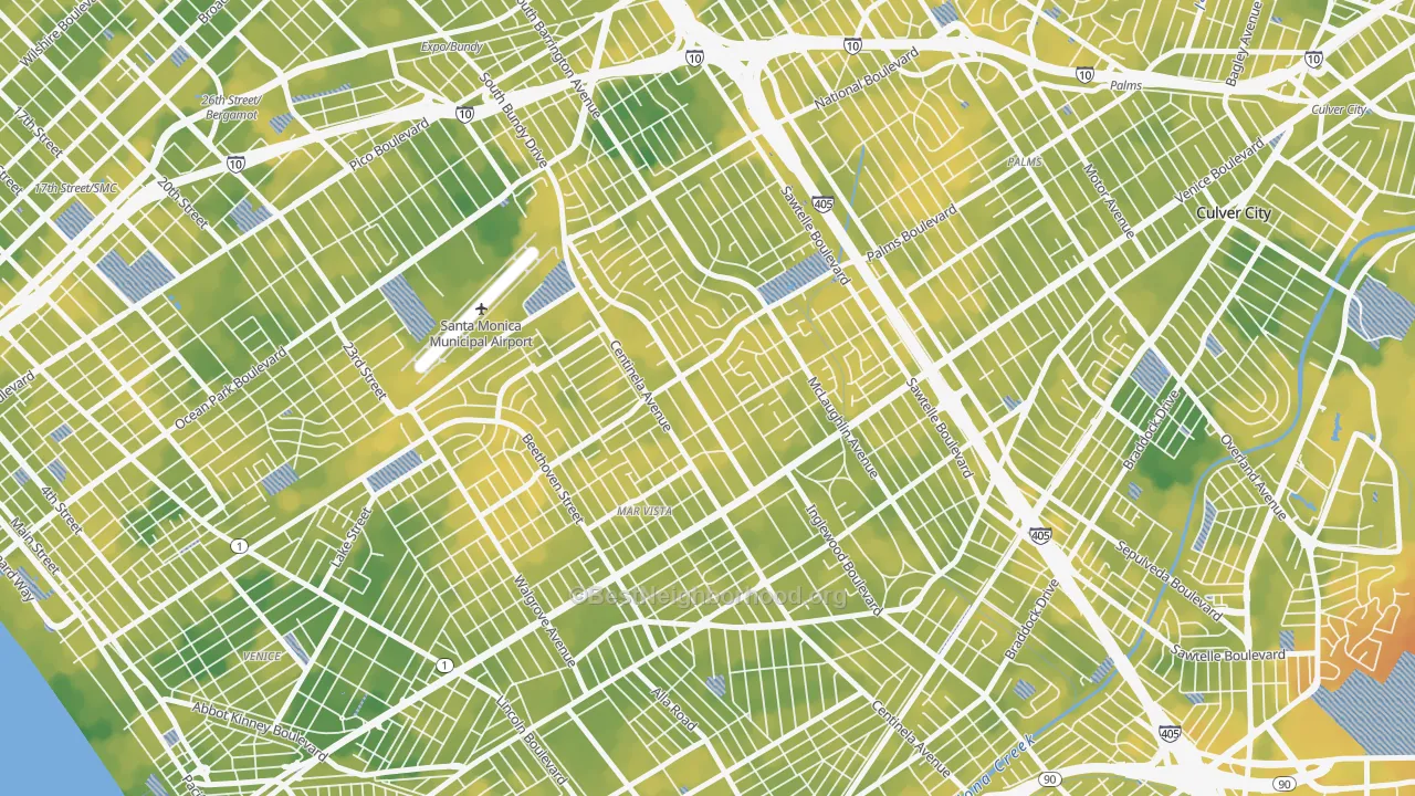 Bike Grade map of Mar Vista, Los Angeles, CA