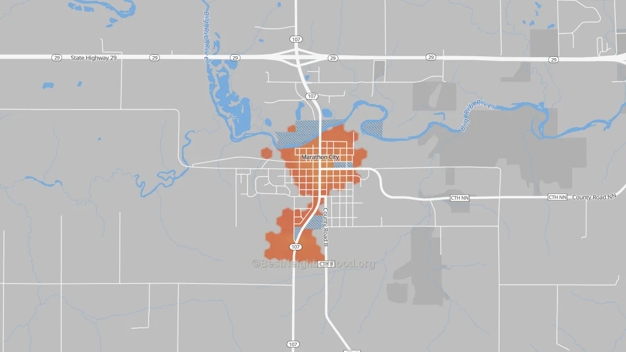 Bike Grade map of Marathon City, WI