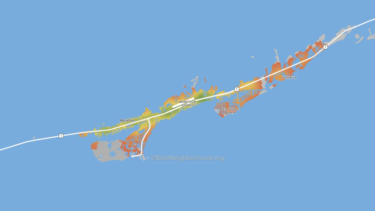 Bike Grade map of Marathon, FL