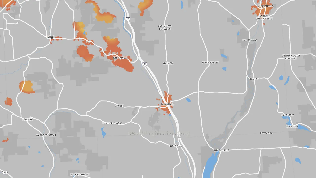 Bike Grade map of Marathon, NY